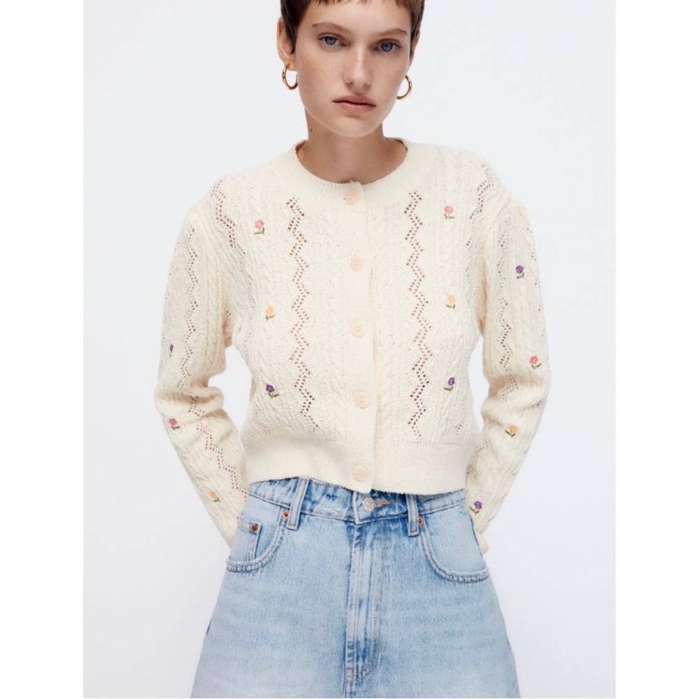 Zara flower cardigan